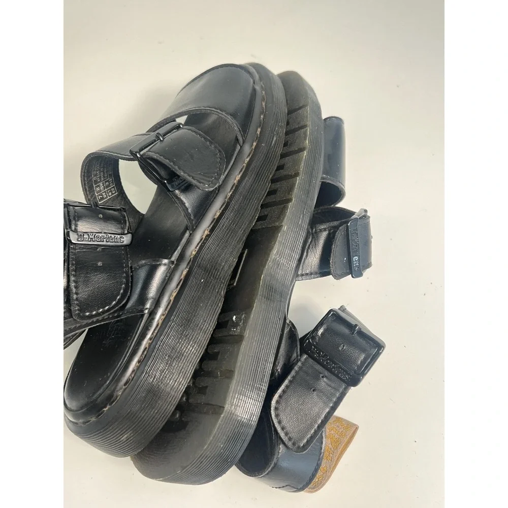 Dr. Martens Vegan Gryphon Shoes Mens Size 8 Black Strappy Sandals Buckle
